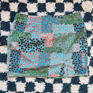 Colorful Floral Patchwork SHEIN Mini Skirt  Size XL 12